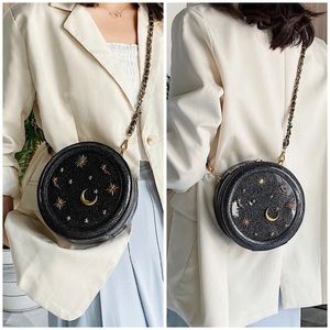 Black gold glitter star moon sun astrology purse